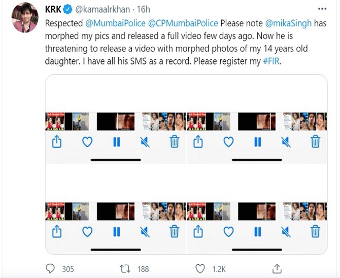 krk complaint against mika singh 