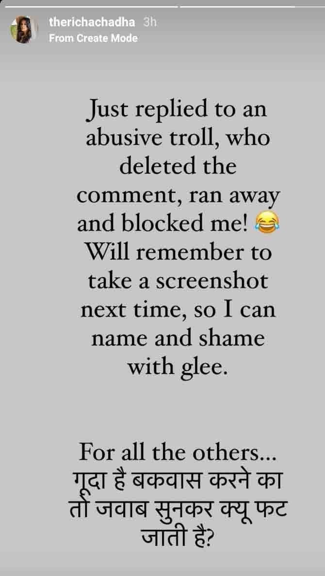 richa chadha replies to an abusive troll 