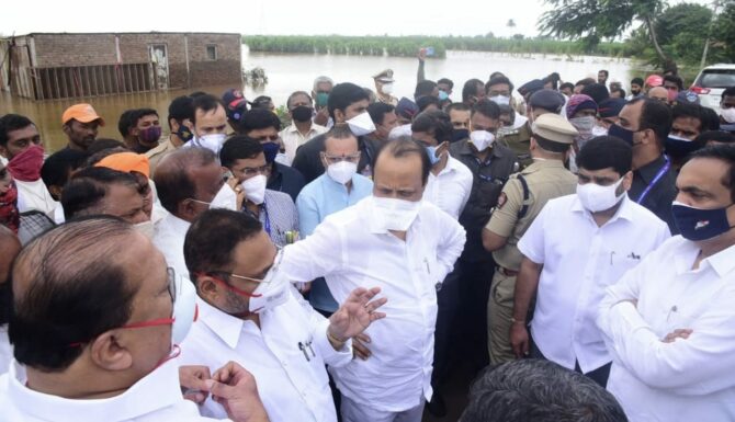 Ajit Pawar in Kolhapur flood