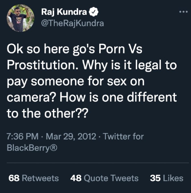 Raj Kundra Tweet