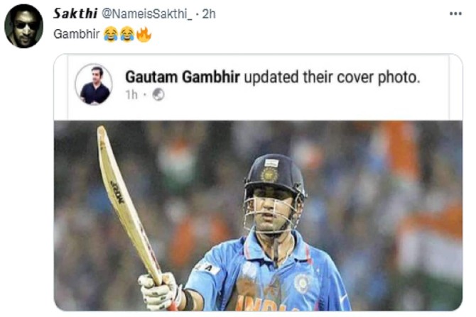 Gambhir puts his 2011 World Cup final photo as FB cover