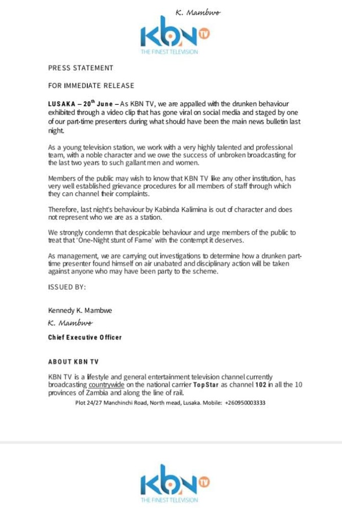 kbn TV statement